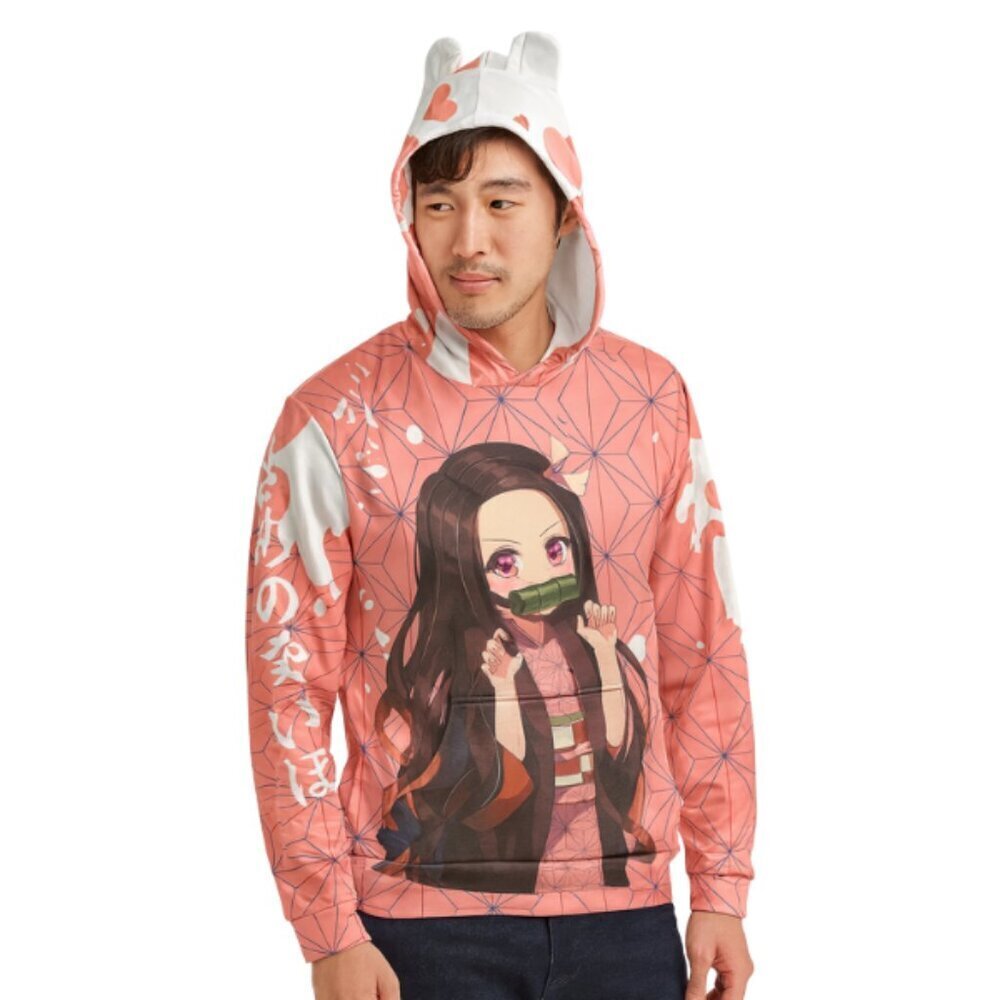 Demon Slayer Nezuko XL Hoodie Has Ears Picket On Front Polyester Anime Merch
